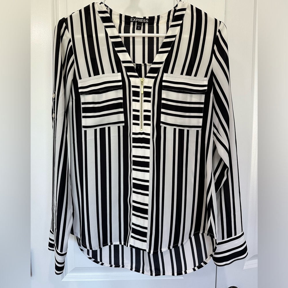Express black/white stripe blouse